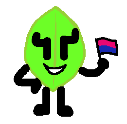 A drawing of cisgender leafy holding the cisgender flag